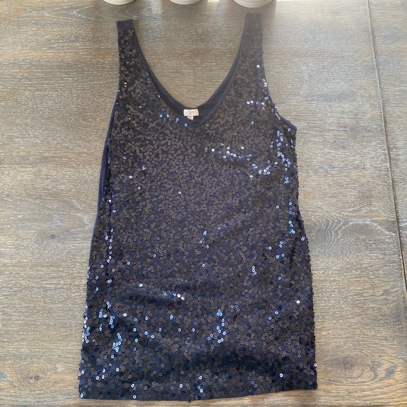 J. Crew Tops - J. Crew navy sequin tank top size small v neck